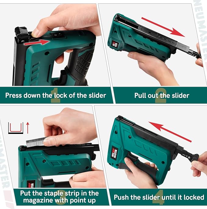 NEU MASTER Electric Staple Gun, Cordless Staple Gun with Staples & USB Charger, Staple Gun Heavy Duty for Upholstery, Crafts, Carpentry, Material Repair, Furniture DIY NTC0070