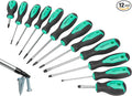 Amazon Basics Magnetic Screwdrivers Set, Includes Phillips, Slotted, Torx, Square, and Stubby Screwdrivers, 12-Piece Hand Tools Set, Turquoise