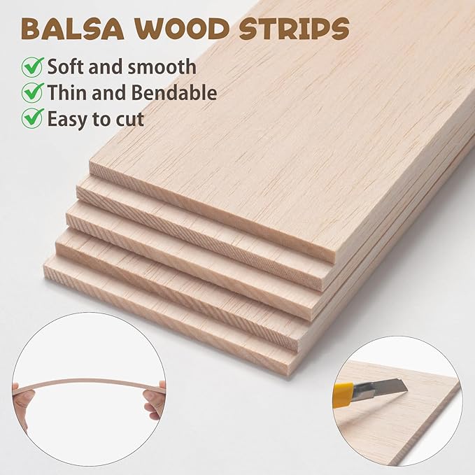 Balsa Wood Sheets 1/4" Thin, Unfinished Wooden Pieces Lumber - Image 4