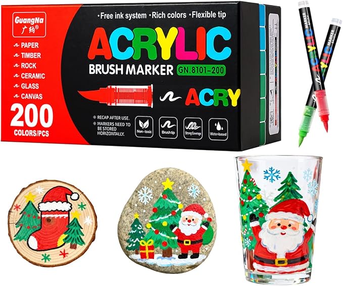 Acrylic Paint Markers Pens, 200 Vivid Colors Acrylic Markers Set, Direct Liquid by Unknown
