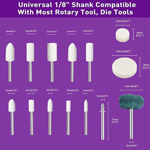 120 PCS Polishing Kit for Dremel, Abrasive Buffing Wheels for Rotary Tool Accessories with 1/8 Inch Shank, Polishing Bits for Metal Wood Watch Jewelry Brass