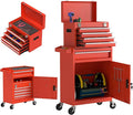 5 Drawer Tools Chest, Tool Cabinet with Universal Lockable Wheels，Tool Box with Detachable Top Box for Workshop(Red)