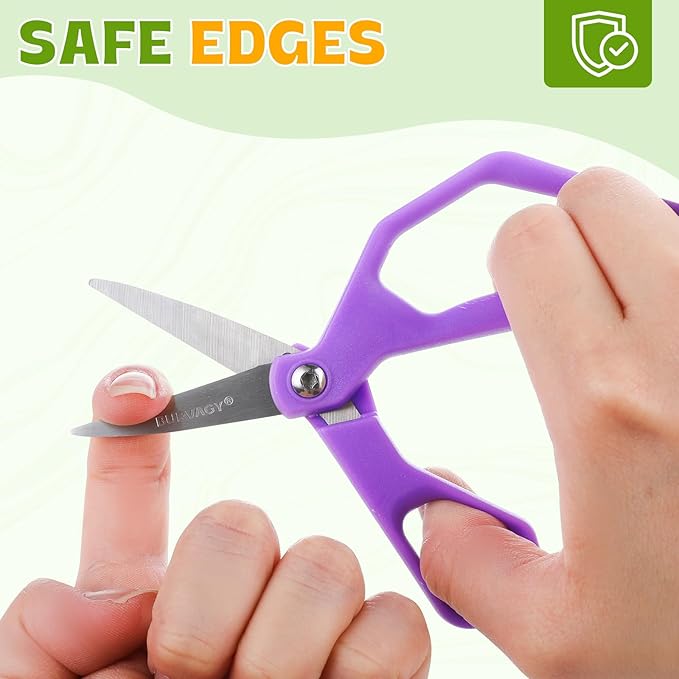 25Pack 5" Small School Student Pointed-Tip Craft Kids Scissors, Stainless Steel Blades Comfort Grip 5 Inch Safety Scissors Bulk for Kids Children Toodler Cutting Paper Crafting