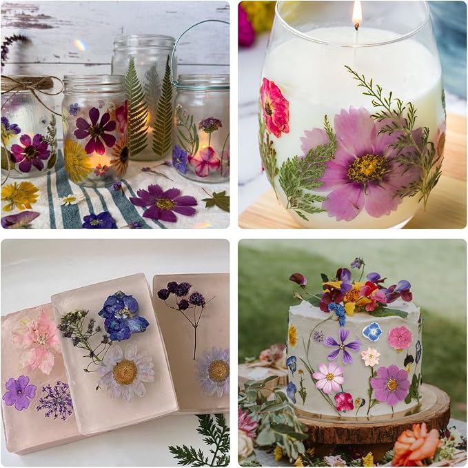 80PCS Spring Large Pressed Flowers Leaves, Real Nature Dry Flowers - Image 4