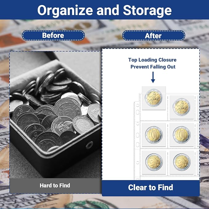 600 Pockets Acid Free Coin Sleeves, Non Stick and Non Glare, Fit - Image 5
