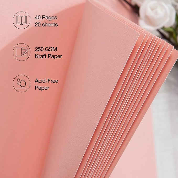 potricher 7 x 7 Inch DIY Scrapbook Album 40 Pages Hardcover Kraft Paper Scrap - Image 5
