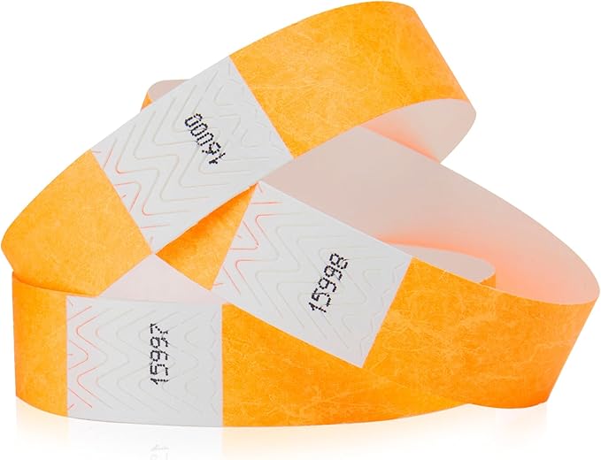 1,200 WristCo Neon Orange Tyvek Wristbands for Events - Tamper-Proof Design & Fluorescent Color Prevent Reuse Premium-Grade Bracelets for Hospital & Medical ID, Party & VIP Identification