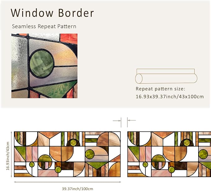 Faux Stained Glass Effect Window Privacy Film, Original Double-Sided Hand-Drawn - Image 4