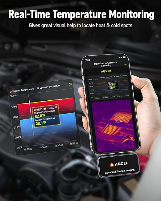 ANCEL IR101 Thermal Imaging Camera, 512x384 IR Resolution Thermal Camera for iPhone iPad (iOS), 25Hz Refresh Rate Thermal Imager with Lightning Port for Home/Pets/HVAC/Engine/Industrial Inspection