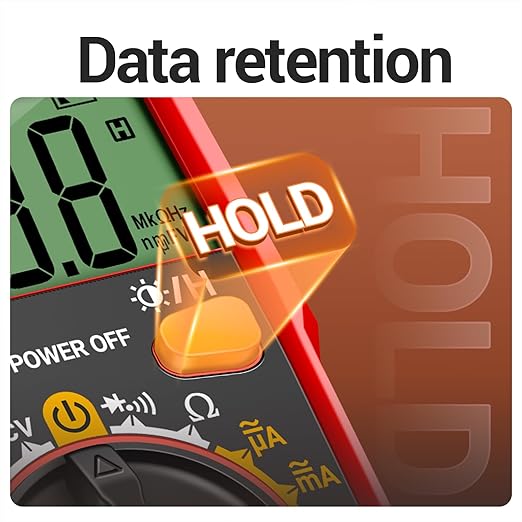 Digital Multimeter Tester, Volt Meter Measures AC/DC Current/Voltage NCV Diode and Continuity Resistance Frequency for Household Outlet, Automotive Battery Test (Red)