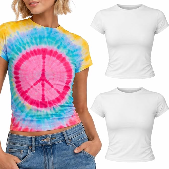 Silkfly 3 Pcs White Tie Dye DIY Cotton Cute Tee Tie Dye DIY Party Supplies by Silkfly