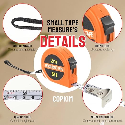 50 Pcs 6 FT Mini Tape Measure Retractable Bulk Small Measuring Tape Pocket Size Measurement Tool for Operation Christmas Items Party Favor Gifts Stuffers for Men(Colored)