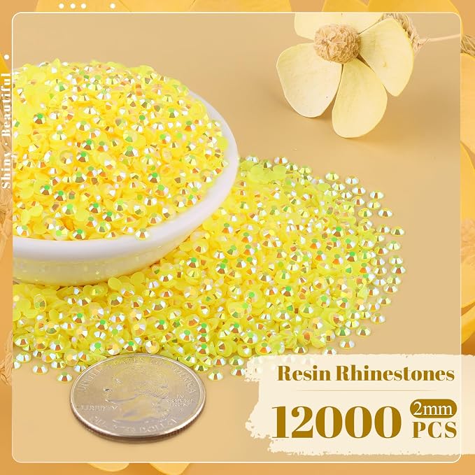 12000PCS 2mm Resin Jelly Rhinestones in Bulk, Bedazzling Flatback Crystals - Image 2