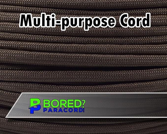BORED? PARACORD! 550 lb Paracord - Ideal for Crafting, Camping, DIY Projects, Active & Military Outdoors - Strong Survival Rope - Tactical Parachute Cord Type III - Coyote Brown 100 Feet