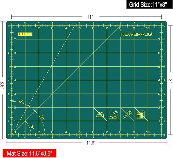 NEWBRAUG 9'' × 12'' Professional Self Healing Cutting Double Sided 5-Ply Mat - Image 3