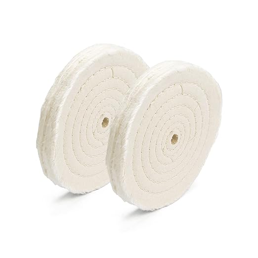 ENKAY - 6" Spiral Sewn Buffing Wheels (2 Pack) or Polishing Metal and More, for Use with Polishing Compounds, Buffing Machines & Bench Grinders (55 Ply Each)