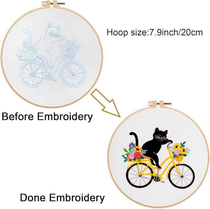 Louise Maelys Cat Bicycle Embroidery Kit - Image 3