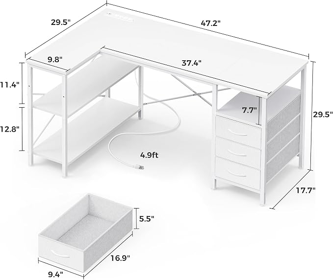 Huuger L Shaped Office Desk - Image 3