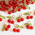 30 Pcs Red Cherry Charms Mini Cute Glass Fruit Beads Charm Acrylic Beaded Charms by SOFISO