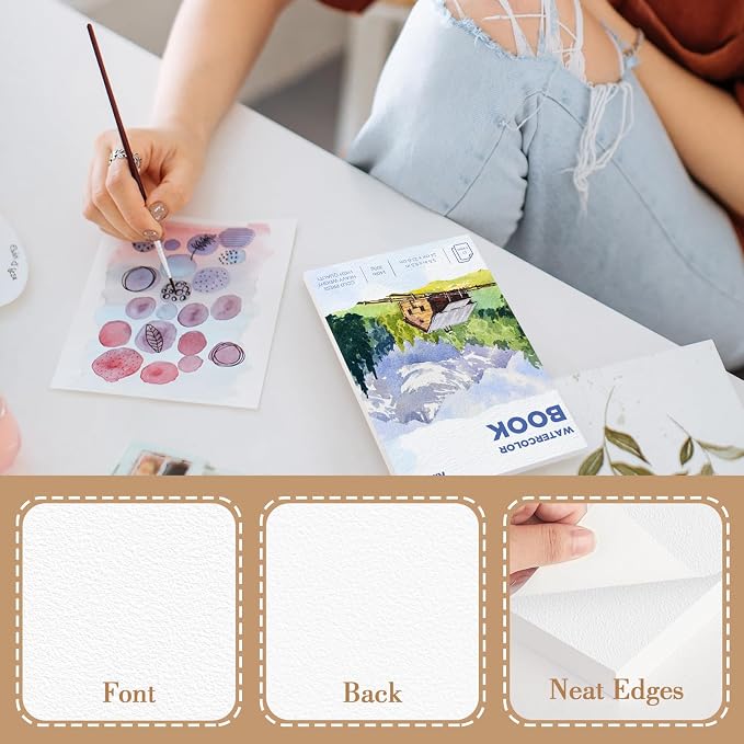 2 Pack Watercolor Paper Pad, 5.5x8.5 140lb/300g Water Color Paper, 20 Sheets - Image 4