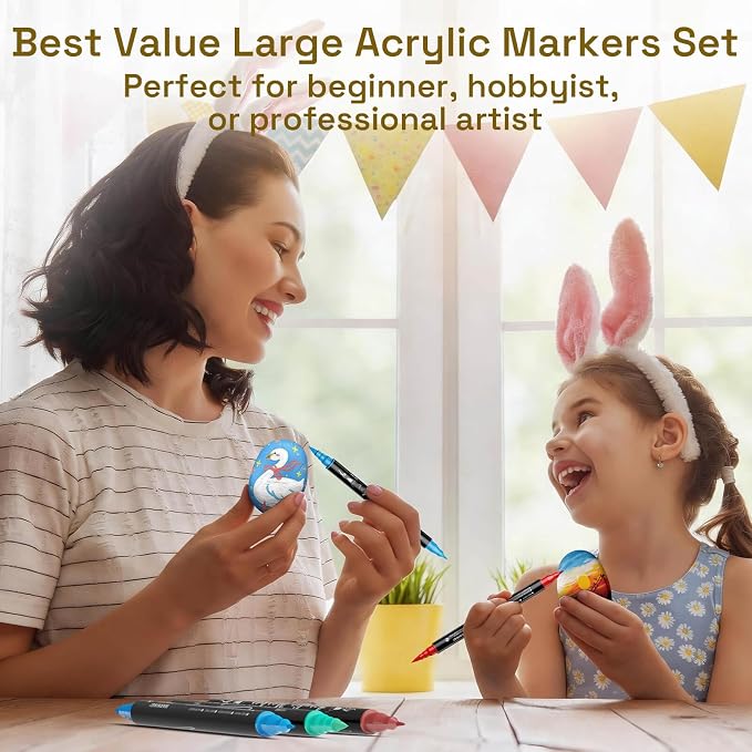 Coogert 80 Acrylic Paint Markers Set: Ultra-Opaque, Fine & Brush Dual Tip Paint - Image 7