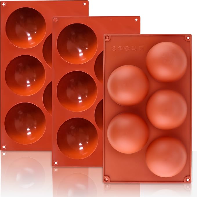 Lerykin 3 Pack Extra Large 5-Cavity Semi Sphere Silicone Molds, Half Sphere by Lerykin