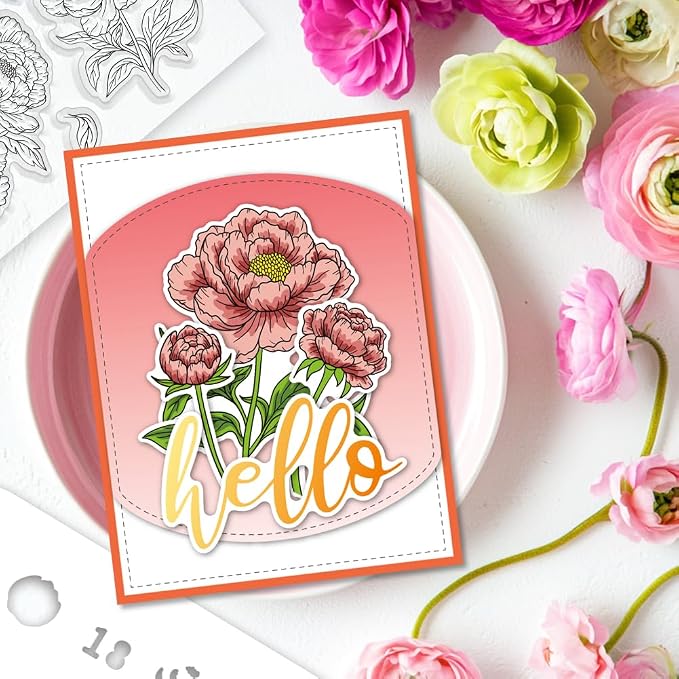 Flowers Clear Stamps and Dies for Card Making Layering Coloring Stencil Set - Image 7
