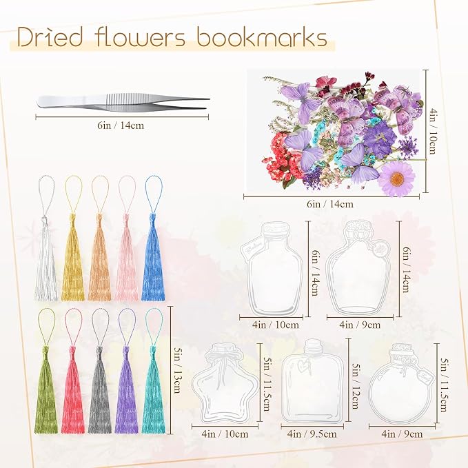 TaoBary 91 Pcs DIY Handmade Transparent Dried Flower Bookmark Set Include - Image 2