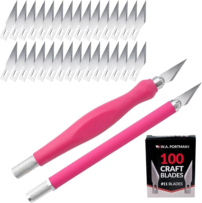 WA Portman 2-Piece Pink Craft Knife Set – Sharp, Durable Hobby Knife Set by WAPortman