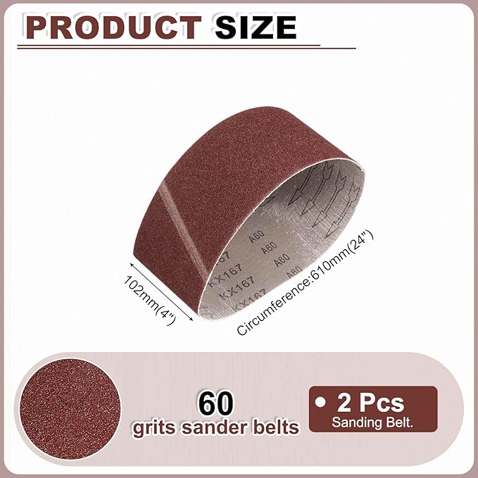 HARFINGTON 4 x 24 Inch Sanding Belts, 18 Pcs 60 Grits Aluminum Oxide Abrasive Belt Sander File Belt for Woodworking, Metal Polishing, Knife Sharpener