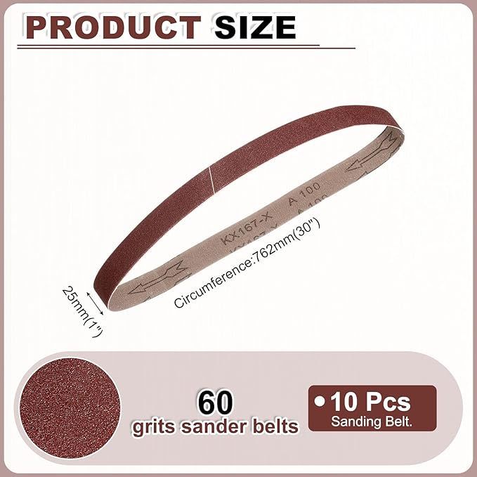 HARFINGTON 1 x 30 Inch Sanding Belts, 12 Pcs 60 Grits Aluminum Oxide Abrasive Belt Sander File Belt for Woodworking, Metal Polishing, Knife Sharpener