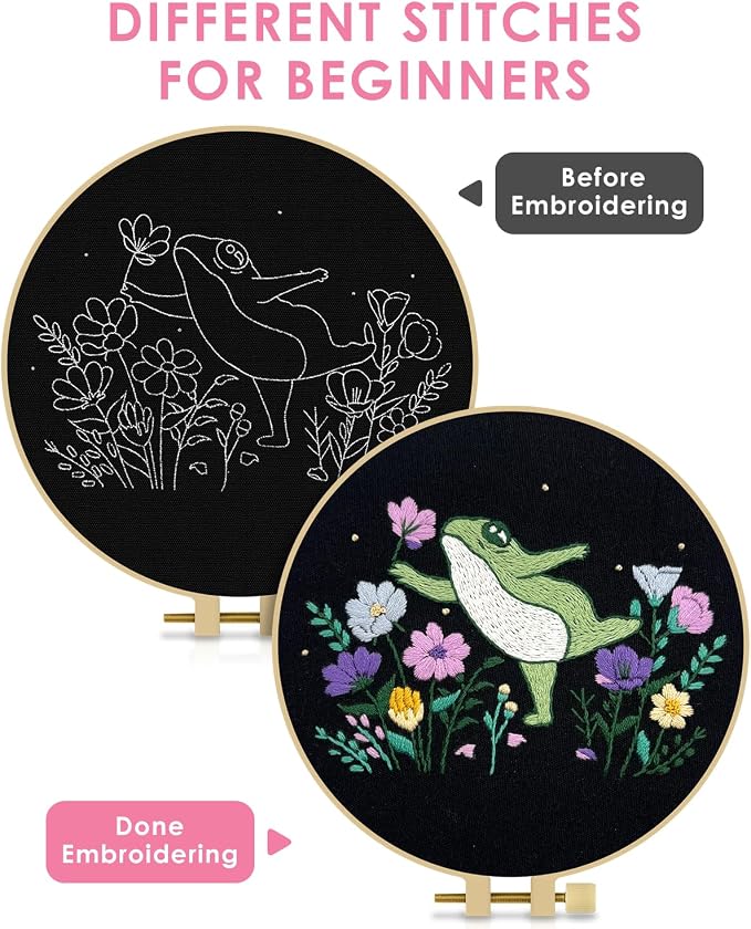 TINDTOP Embroidery Kit for Beginners Adult, Frog Embroidery Kit | Include - Image 3