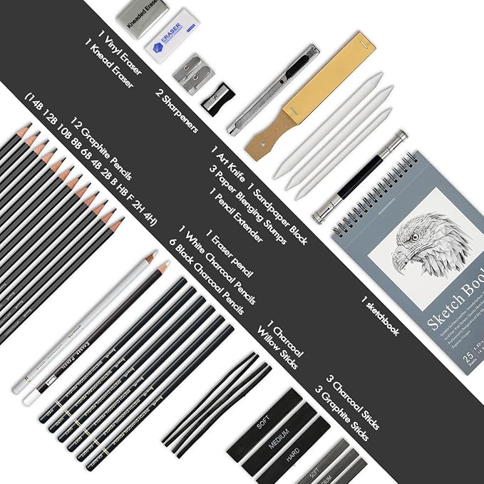 Brusarth 42 Pack Drawing Set Sketching Kit, Pro Art Sketch Supplies - Image 2