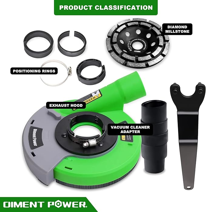 Diment Power Grinding Dust Shroud for Angle grinder 4 1/2-Inch / 5-Inch, Diamond Grinding Cup Wheel 5-Inch