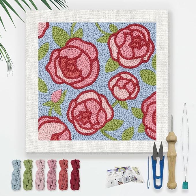 Doodlream Rose Flower DIY Punch Needle Embroidery Kit by Doodlream