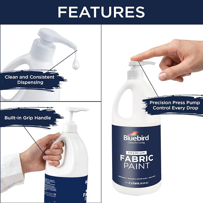 BLUEBIRD Fabric Paint, 67.6 Fl Oz, Permanent Fabric Paints - Image 4