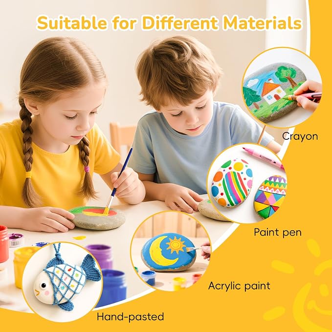 Simetufy 25 Pcs Large Rocks for Painting, 4-5 Inch River Rocks Painting Stones - Image 5