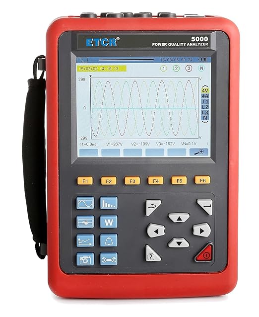 ETCR5000 3 Phase Power Quality Analyzer Three Phase Multi-Functional Power Quality Logger with ETCR300F Ф300mm Flexible Coil Current Clamp Sensor Range 10A-6000A