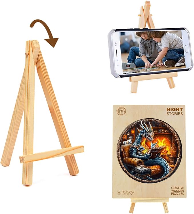 KAAYEE Wooden Puzzles for Adults, 3D Visual Effect Dragon Family Night Reading - Image 7