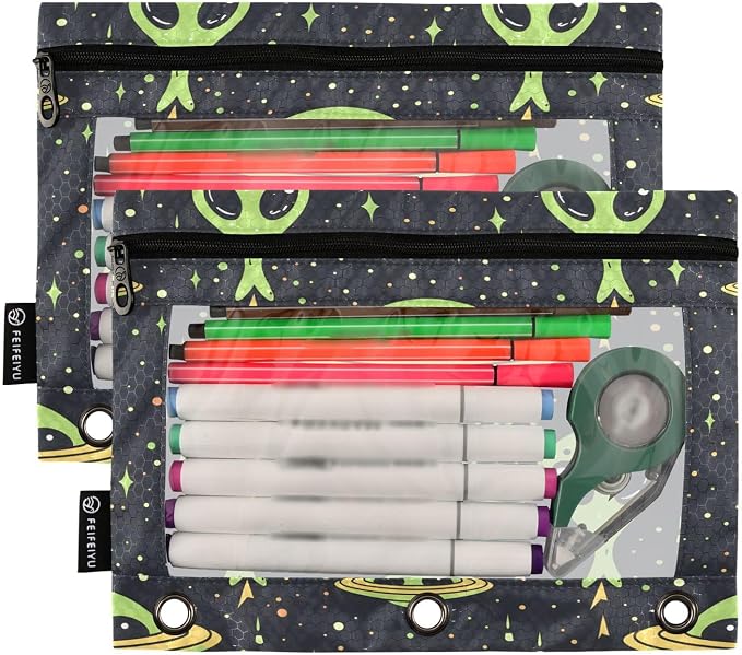 Custom Green Aliens Space Pencil Pouch - Image 2