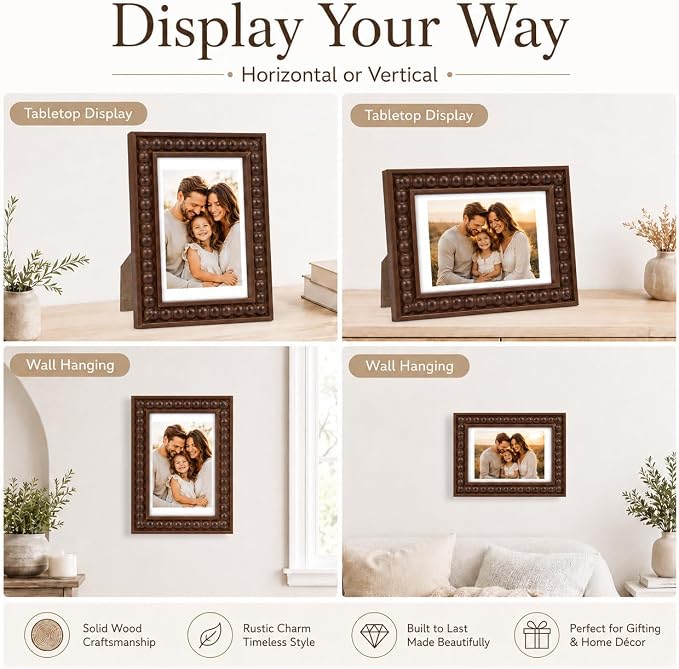 Solid Wood 4x6 Picture Frame Beaded Frame - Image 6