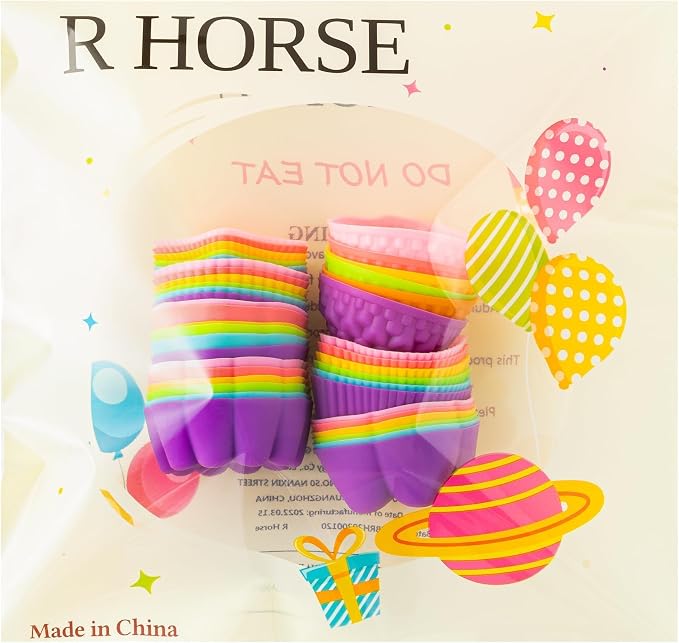 R HORSE 42Pcs Mini Size Silicone Molds, 2 x 0.8 inch Cupcake Multi Flower - Image 6