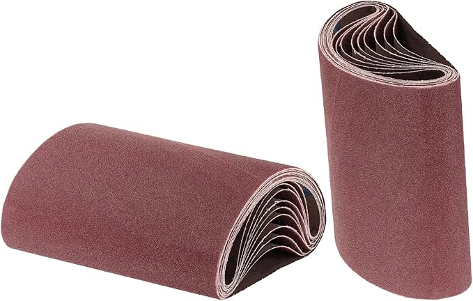 uxcell 10pcs 8" x 19" Sanding Belts 80 Grits Aluminum Oxide Abrasive Belt Sander Paper Sanding Papers for Metal Wood Grinding Polishing, Reddish Brown