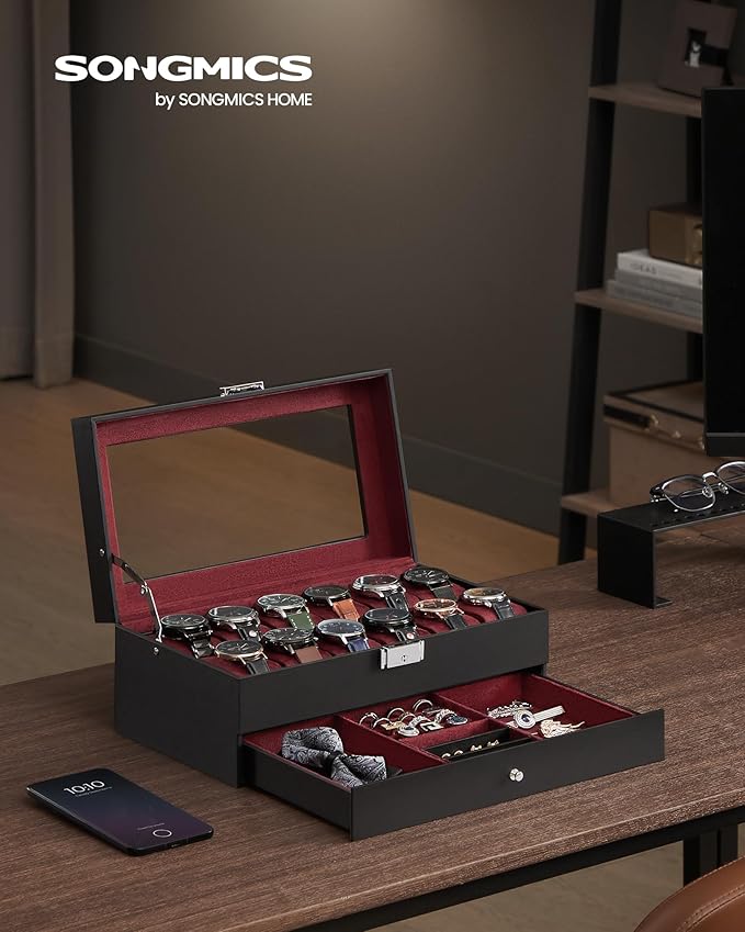 SONGMICS Watch Box, 12-Slot Watch Case Organizer - Image 2