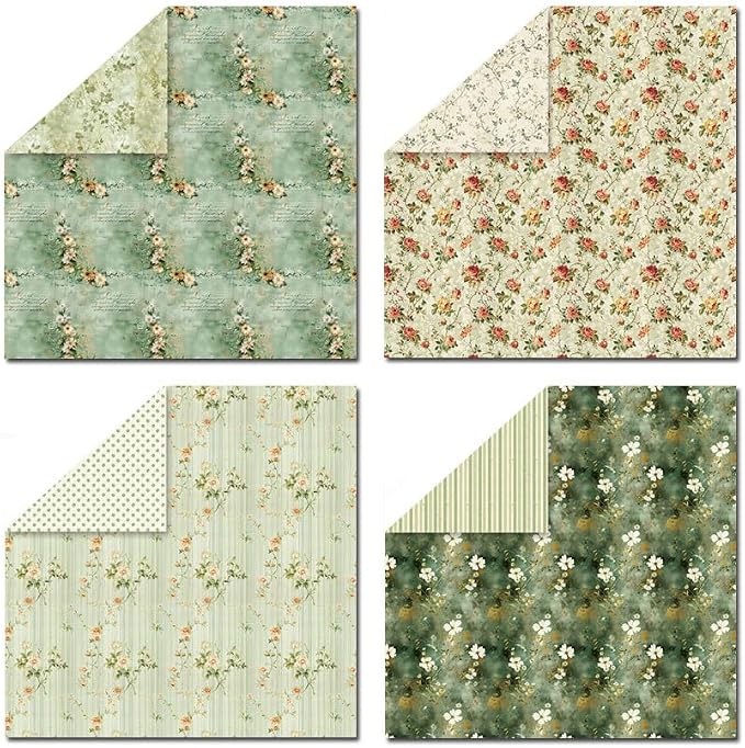 Scrapbook Paper & Scrapbooking Supplies, Vintage Green 6x6 Double-Sided - Image 4