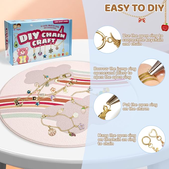 348Pcs Charms Lip Gloss Keychain Making Kit, DIY Craft - Image 5