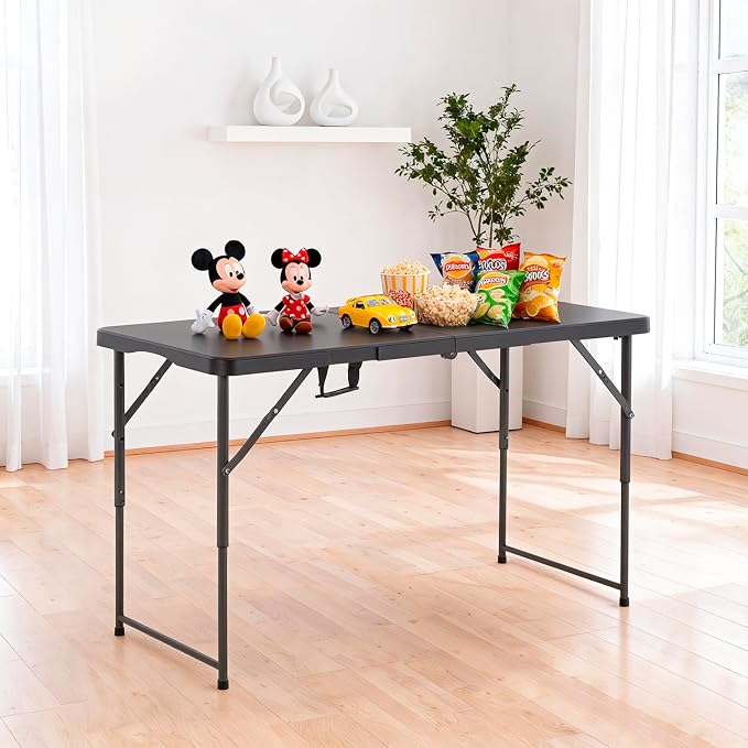 FDW 4FT Folding Table Half Portable Foldable Table Picnic Table - Image 2