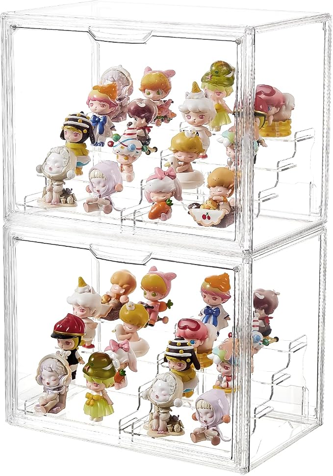 4 Tiers Clear Acrylic Display Case, Plastic Storage Bins by beehomay