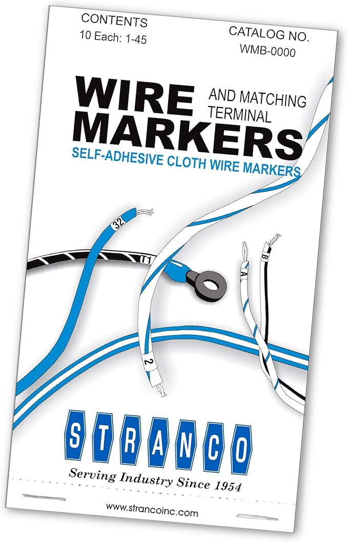 Premium Wire Marker Book for Cable Management, Vinyl-Coated, High-Tack Adhesive, Electric Panel Wire Label Stickers - 10 Pages, 1 Book, Numbered 1-45 (Pack of 10)