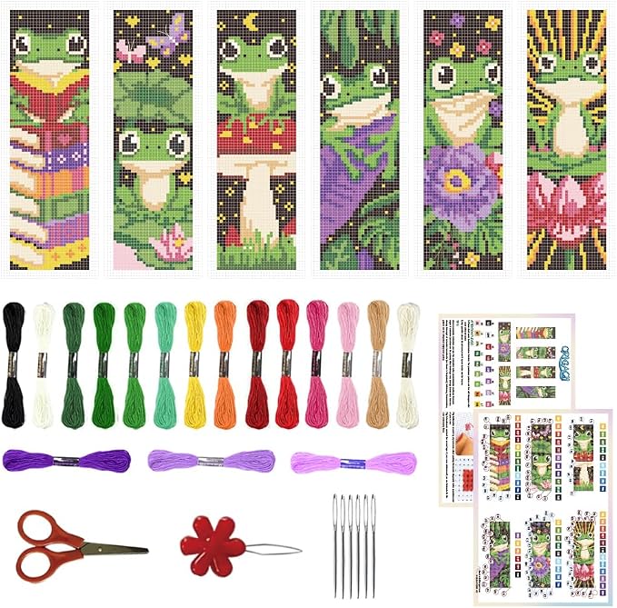 ORIGACH 6 Set Frog Cross Stitch Bookmark Kit by ORIGACH